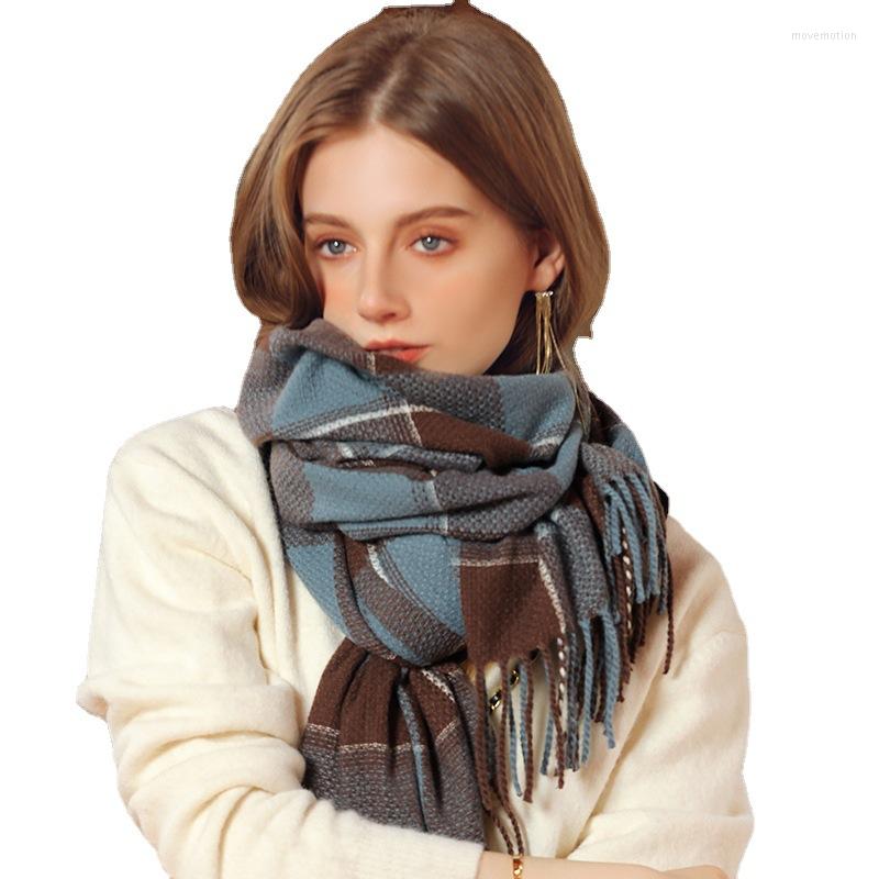 

Scarves Women Scarf Cashmere Faux Thick Warm Blanket Autumn Winter Pashmina Fashion Plaid Tassel Soft Shawl Wrap Bufanda Echarpe