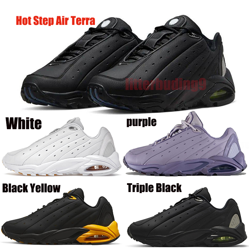 

2023 Hot Step Airs Terra Running Shoes Leather Women Mens Triple White Black Yellow Reflective Trainers Sports Sneakers with box, Triple black 40-45