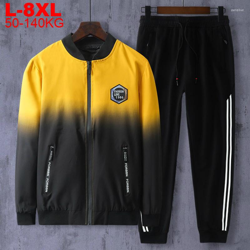 

Men's Tracksuits Gradient 8xl Big Size Coat Male Streetwear Zipper Tracksuit Men Set Hip Hop 2 Pieces Printed Jacket Pants Sets Men's, 8066658-2