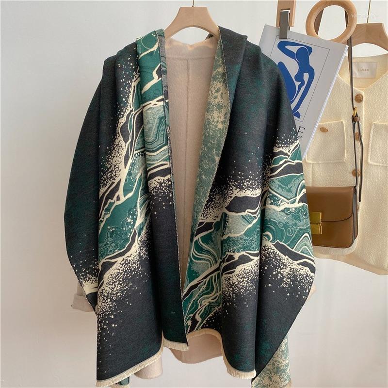 

Scarves Winter Cashmere Scarf For Women Shawls Female Pashmina Wraps Design Print Blanket Lady Thick Warm Stoles Bufanda