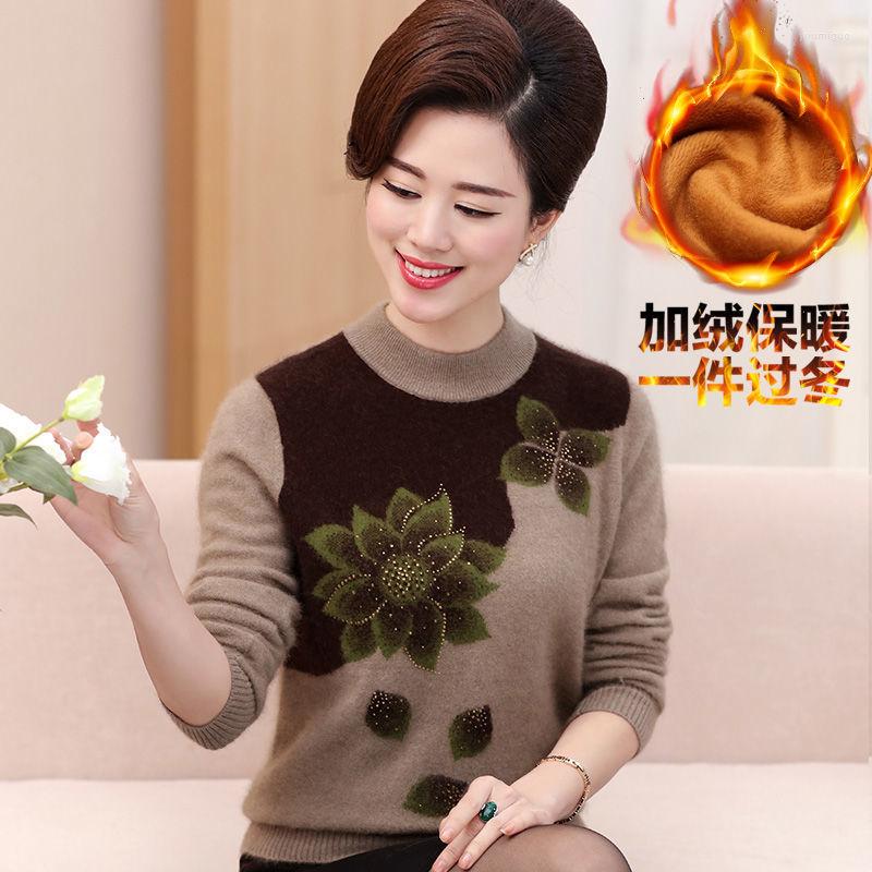 

Women's Sweaters Middle Mother Autumn And Winter Sweater Aged Women's Clothing Loose Top, Navy blue