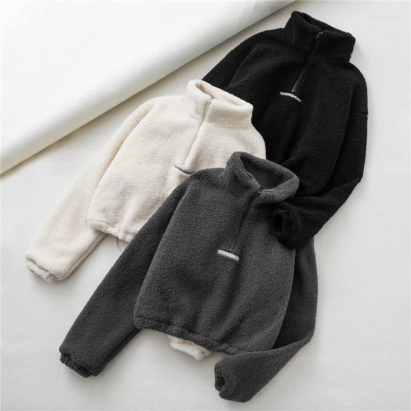 

Women's Hoodies Fleece Coat Womens Hoodie Autumn & Winter 2022 Korean-Style Loose-Fit Laziness-Style Thick Tops Zipper Fashion Sweatshirt, Creamy-white