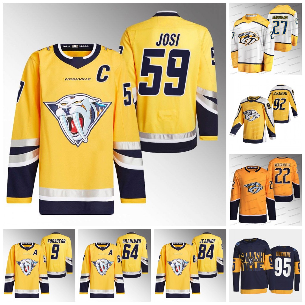 

59 Roman Josi 2023 Reverse Retro Jersey Predators Filip Forsberg Nino Niederreiter Juuse Saros Mikael Granlund Tanner Jeannot Ryan McDonagh Matt Duchene Johansen, Reverse retro womens s-xxl