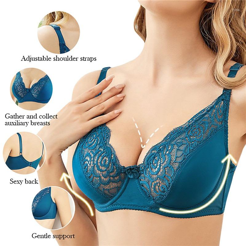 

Bras Sexy Lace Women Plus Size Backless Push Up Underwear Large Crop Top Bralette Lingerie Brassiere Laced Bra, Chest pad