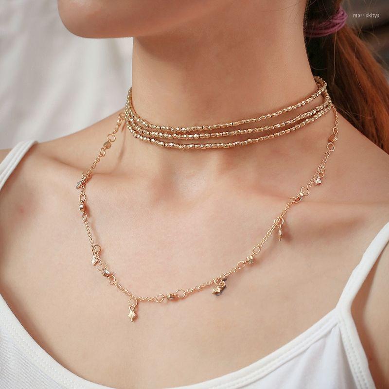 

Choker Bohemia Multi-layer Shining Star Crystal Woman Necklace Mujer Clavicle On Neck Statement Charm Necklaces 2022