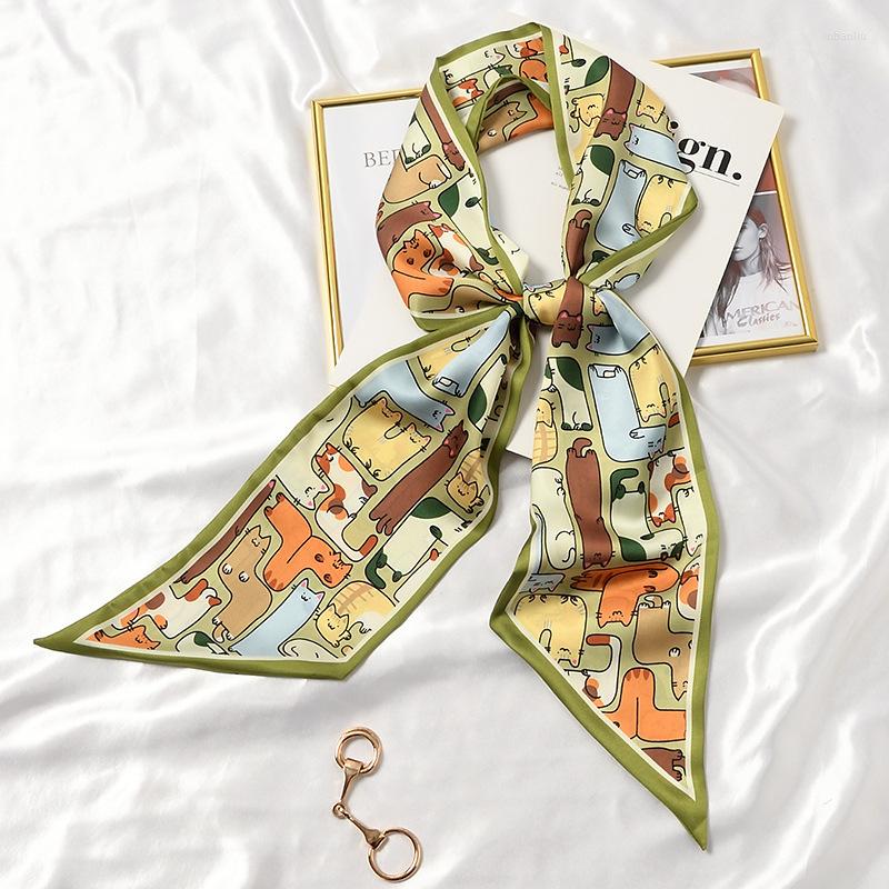 

Scarves Luxury Print Long Silk Scarf Neck Belt Hair Bands Ribbons Scarfs Skinny Women Foulard SJ638