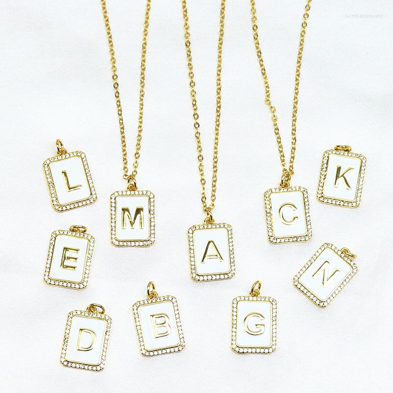 

Pendant Necklaces 6 Pcs Letter Necklace White Enamel Jewelry Geometric 52303