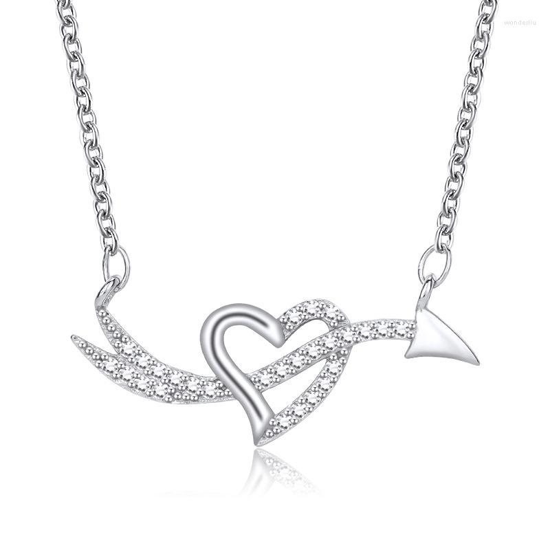 

Pendant Necklaces Heart Necklace S925 Silver Plated Rhinestone Diamonds Fashion Classic Valentine Christmas Gift Jewelry