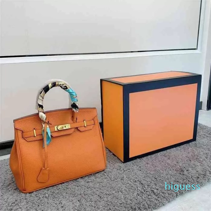 Genuine Leather bags birkins Handbags Luxurys Designer Women Top Layer Cowhide Tote Bag High Quality Perkin Latch Lychee Patte