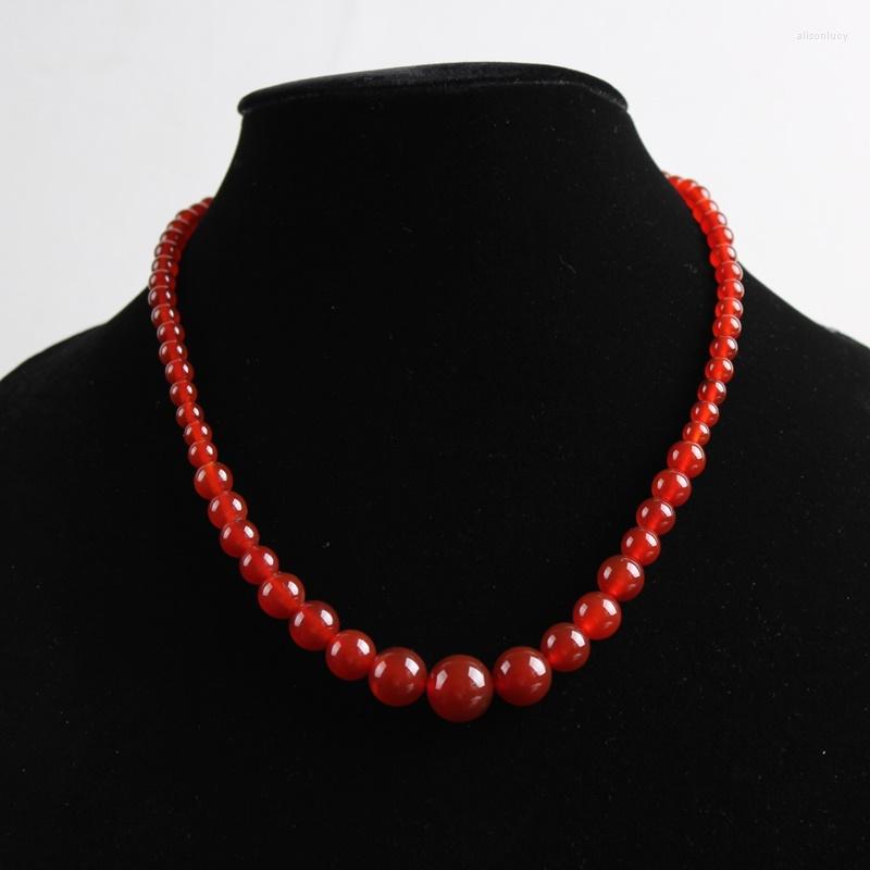 

Chains Agate Beaded Necklace Red Jade Women's Jewelry Lady Stone