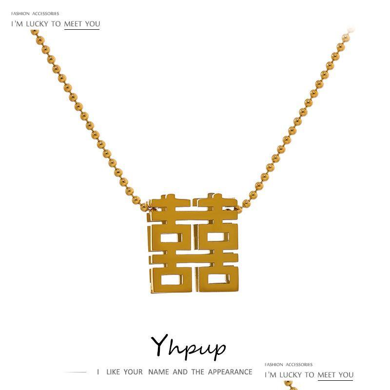 

Pendant Necklaces Pendant Necklaces Yup Lucky Chinese Character Necklace Stainless Steel Accessories Statement Collar Trendy Jewelry Dhuoj