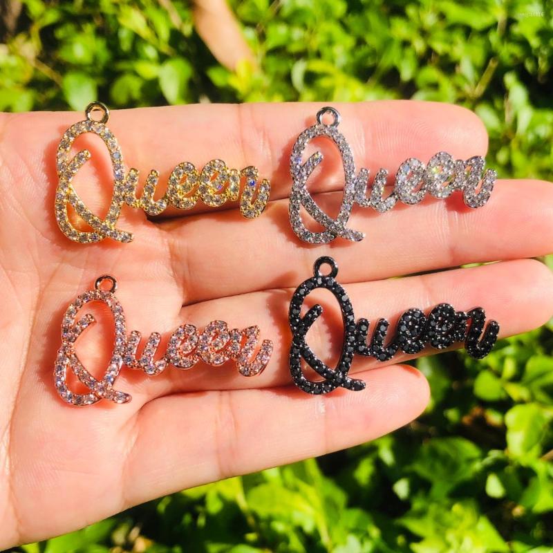 

Charms 5pcs QUEEN Word Charm For Women Bracelet Making Bling Cubic Zirconia Pave Letter Pendant Girl Necklace Jewelry DIY Accessory