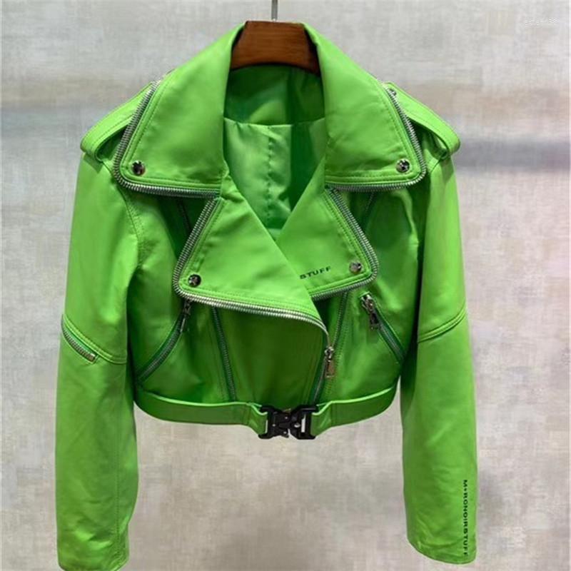 

Women's Leather Women's Genuine Jacket Short Sheepskin Coat Women 2022 Korean Clothes Motorcycle Chaqueta Mujer, Black