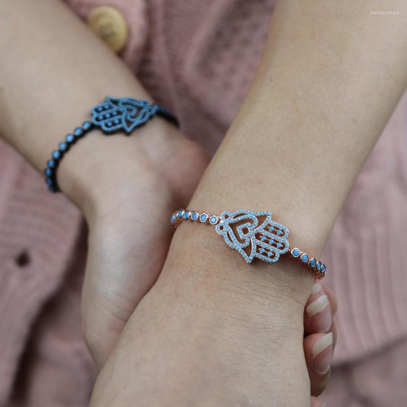 

Charm Bracelets High Quality Adjustable Tennis Bracelet For Women Rose Gold Color Balck Blue Green Black Birthstone Turquoises Fine Jewelry