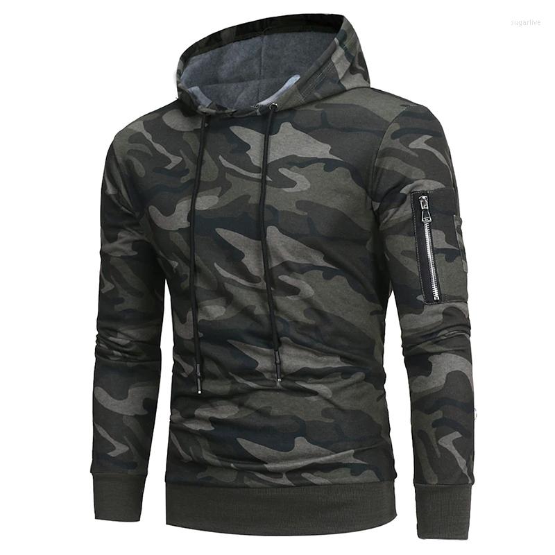 

Men's Hoodies Men Brand Autumn Military Camouflage Hooded Sportswear Casual Jacket Male Pullover, Gray