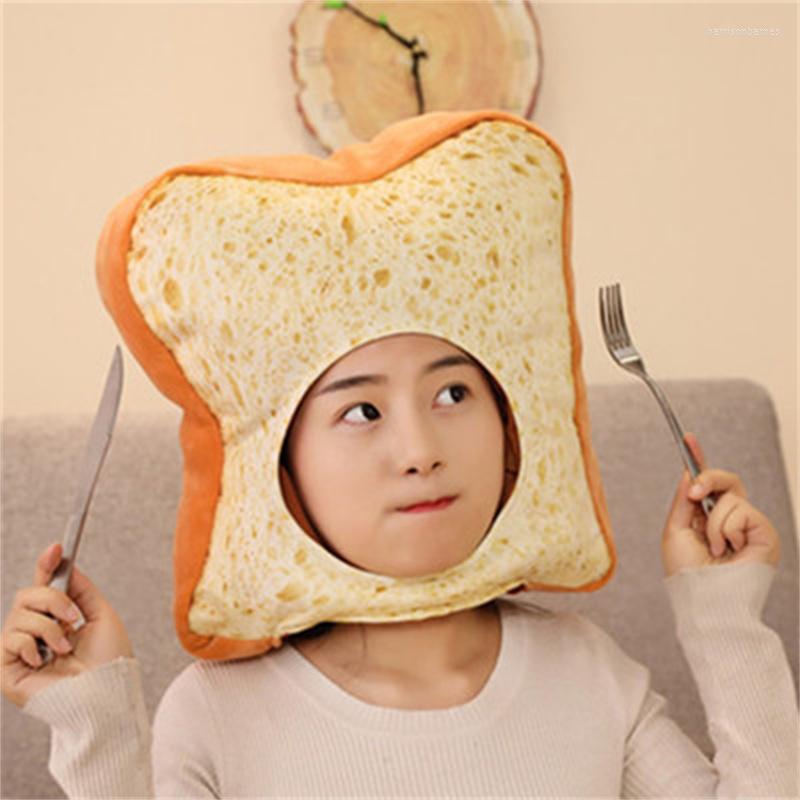 

Berets Novelty Funny Toast Hats For Women And Men Keep Warm Plush Toys Bread Hat Girl Boy Creative Video Props Po Caps, Yellow