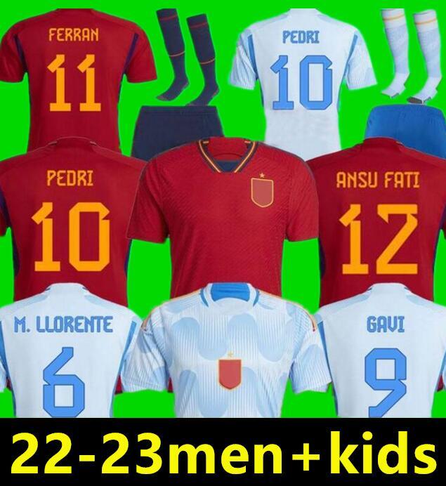 

2022 spain soccer jersey fans player version PEDRI ANSU GAVI FATI FERRAN TORRES MORATA football shirt KOKE AZPILICUETA men and kids kits sets