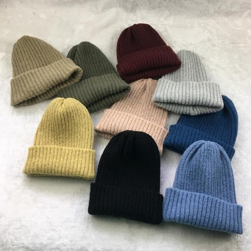 

Berets Solid Colors Winter Mohair Hat Women Knitted Warm Soft Trendy Beanies Wool Beanie Elegant All-match, Black