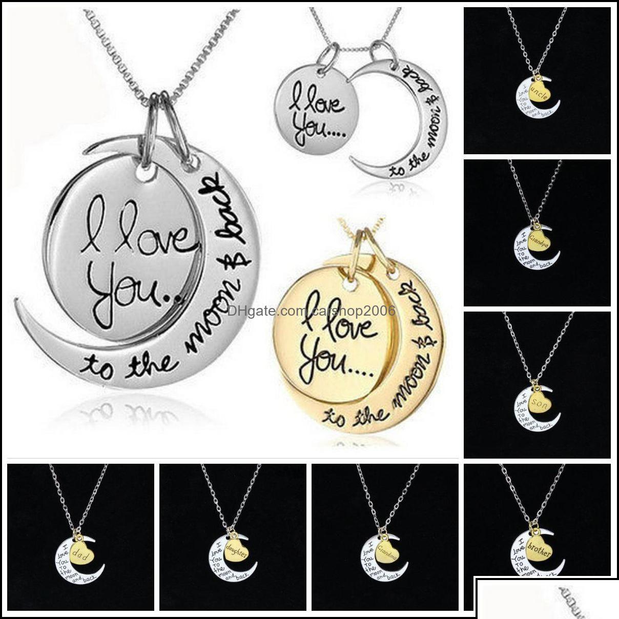 

Pendant Necklaces Pendant Necklaces Gold Chain Necklace Heart Korean Jewelry I Love You To The Moon And Back Sier Women Men Choker D Othd6