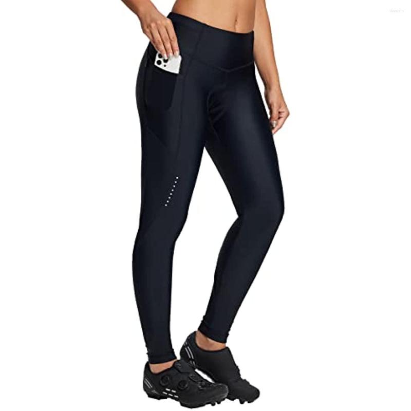 

Racing Pants BALEAF Women's Cycling 4D Padded Bike Tights High Waist Pockets Biking Bicycle Compression Leggings UPF 50, 03-black purple