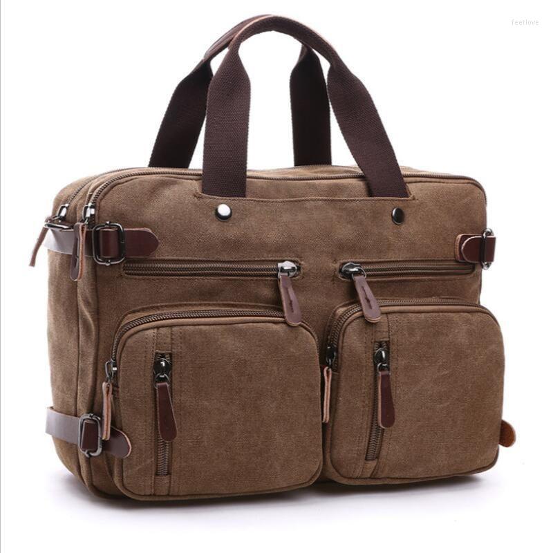 

Duffel Bags Business Briefcase Handbags Messenger Shoulder Bag Large Capacity Computer Leisure Multi-Functional Canvas Travel Backpacks, Beige