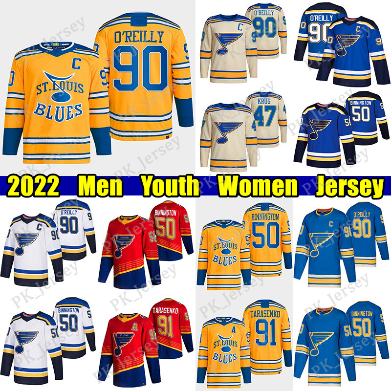 

#91 Vladimir Tarasenko Reverse Retro hockey jersey #50 Binnington St. Blues#90 Ryan O'Reilly Brayden Schenn Colton Parayko Alexey Toropchenko Torey Krug jerseys, Blue