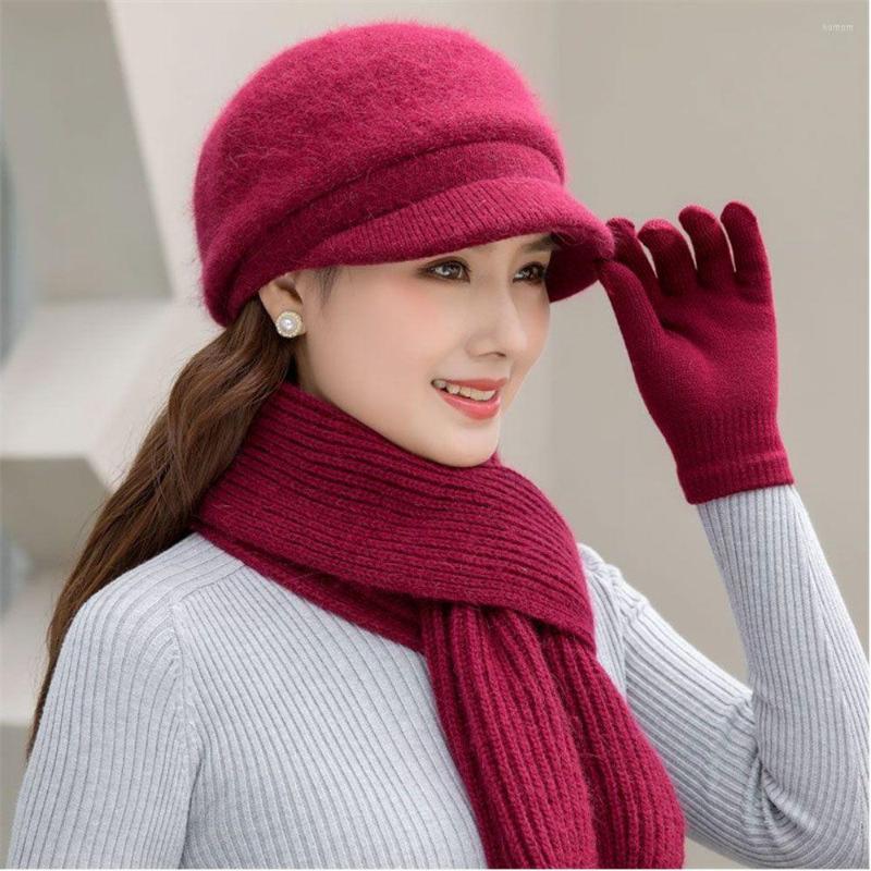 

Berets Keep Warm Fashion Mother Knitting Scarf Hat Gloves Winter, Black