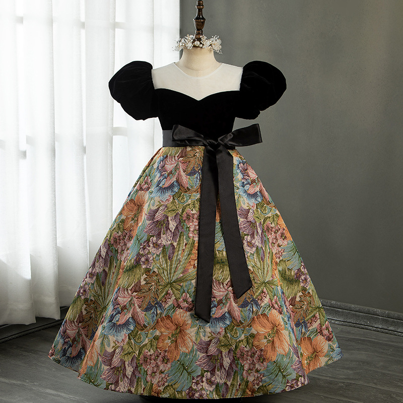 Robes de filles fleures pour tout-petit Long Floral perle en dentelle en dentelle de luxe cocktail de luxe Pageant Robes Mini fille de bal Robe