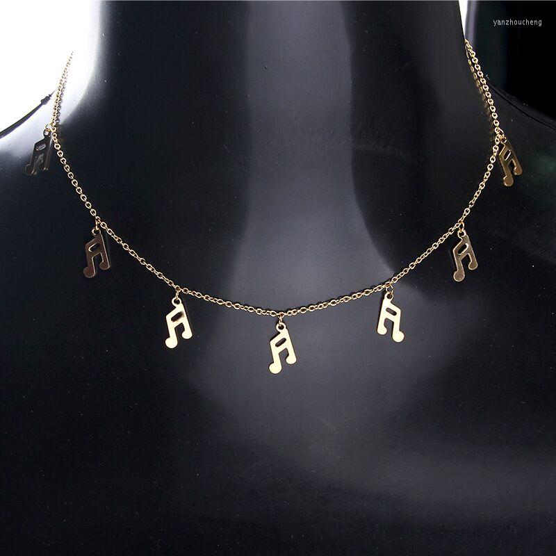 

Choker Fashion 18k Gold Women's Necklace Simple Silver Stainless Steel Note Tassels Non-fading