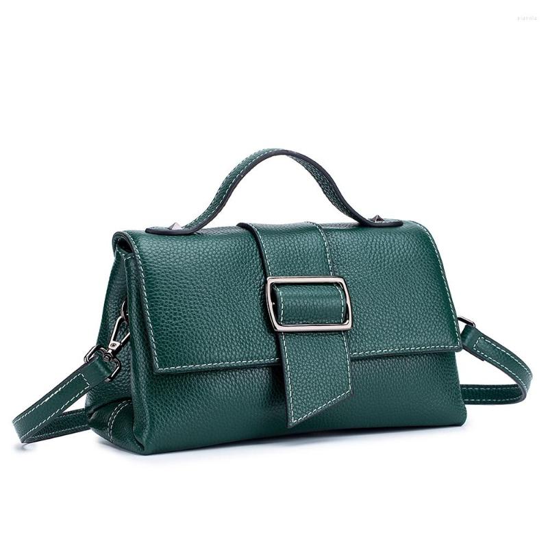 

Evening Bags Fashion Cow Leather Crossbody Bag Women Solid Flap Messenger Shoulder Big Lady Handbags High Quality Women's Designer, Black