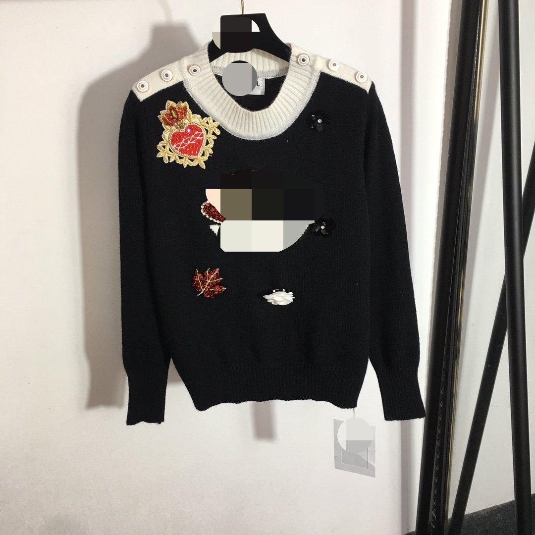 

101 2022 Runway Autumn Women Sweater Brand Same Style Sweater Long Sleeve Crew Neck White Pink Womens shang