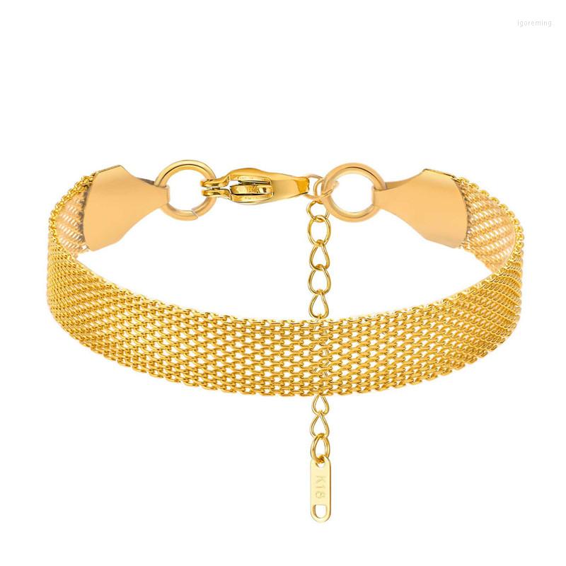 

Link Bracelets 316L Stainless Steel Simple Wide Mesh Strap Ladies Bracelet Viking Luxe Femme Acier Inoxydable