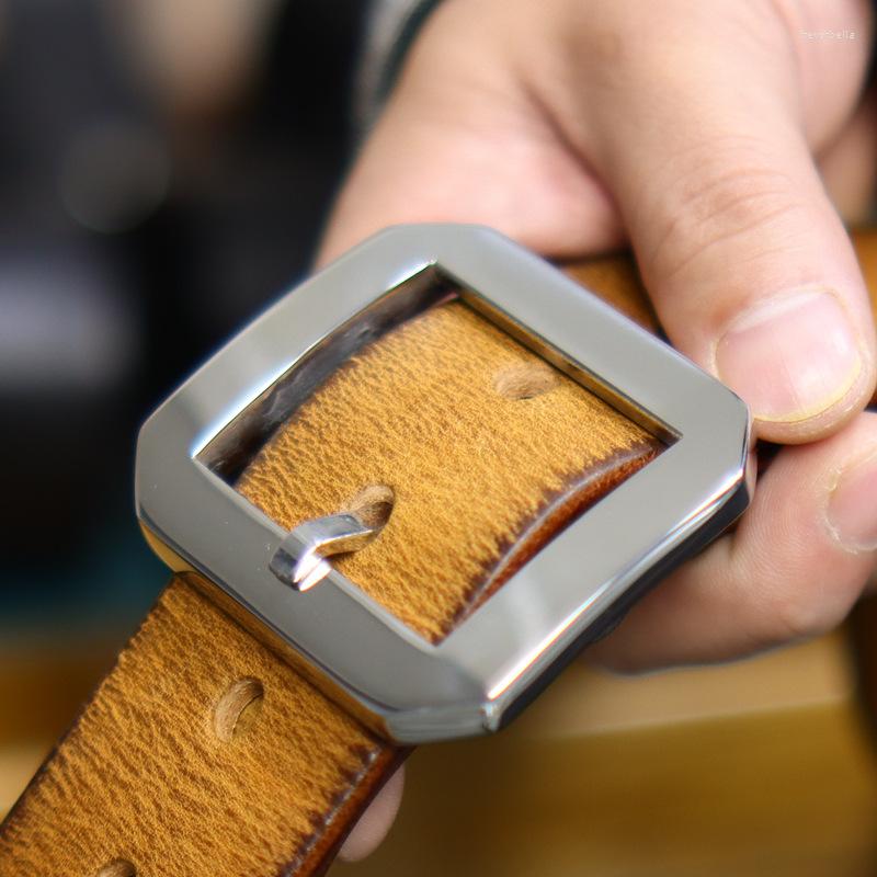 

Belts Cow Genuine Leather Luxury Strap Male For Men Fashion Vintage Stainless Steel Buckle Belt High Quality 3.8cm, Black