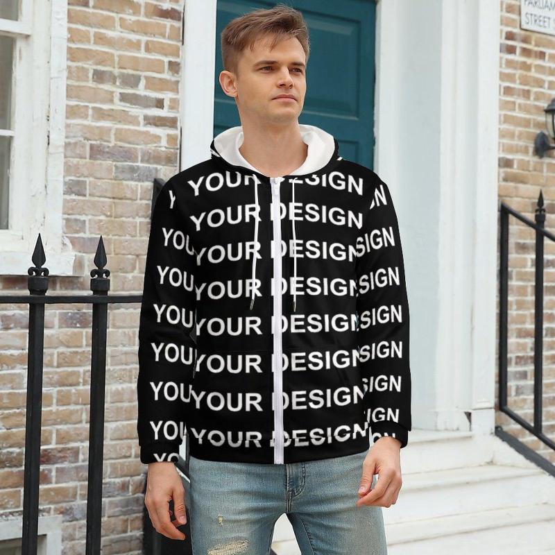 

Men' Hoodies Add Design Customized Custom Made Your Image Winter Polyester Hoodie Fashion Zip Up Men Big Size, Style
