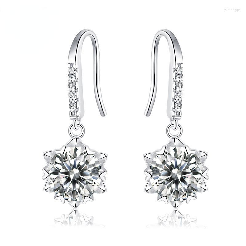 

Dangle Earrings HTOTOH 1.0 Carat Moissanite Diamond Drop Snowflake Style 925 Silver Six Claw Women Engagement Gift