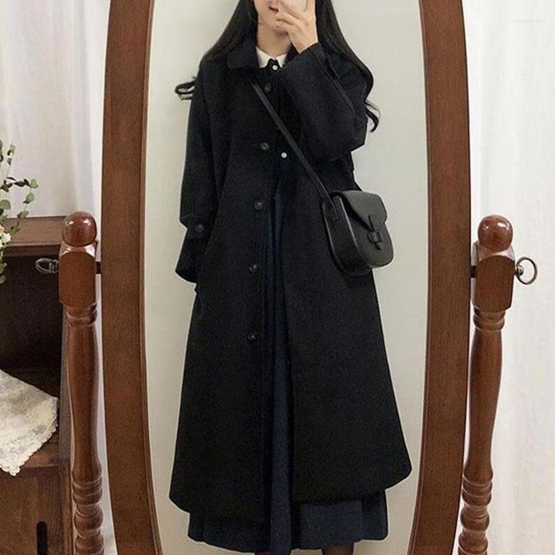 

Women's Trench Coats Mid-length Coat Women Korean For Clothing Black Long Jacket Women's Winter And Jackets Abrigos Mujer Zm