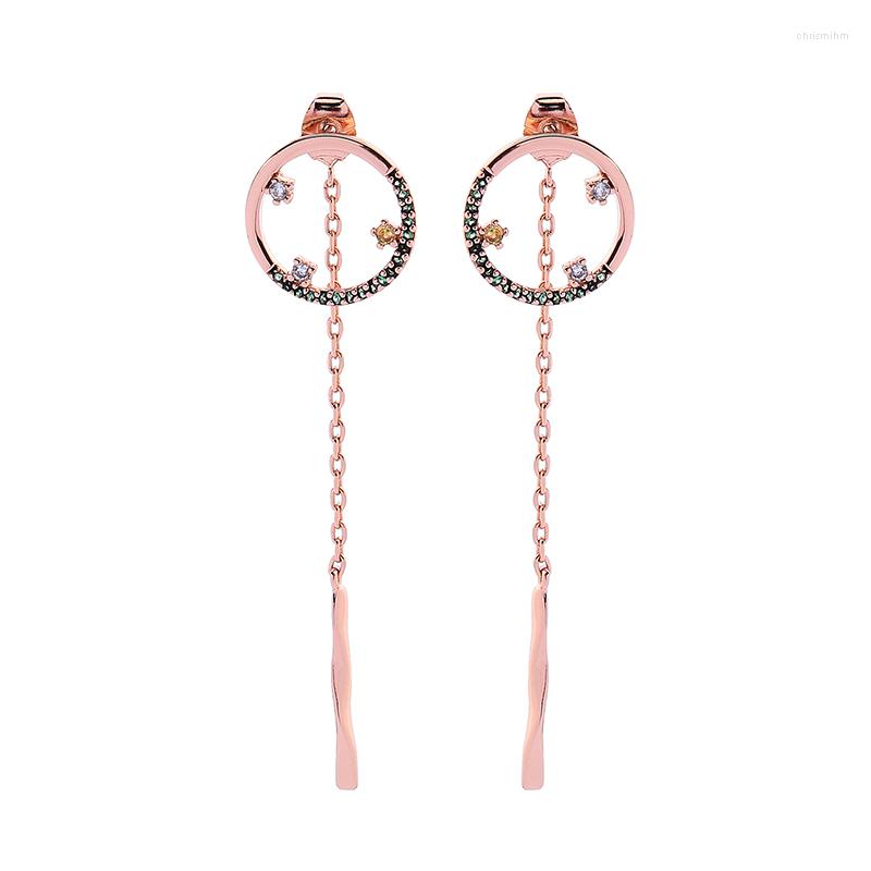 

Dangle Earrings 2022 Fashion Jewelry Rose Gold Color Circle Drop For Women Engagement Exquisite Zircon Accessories