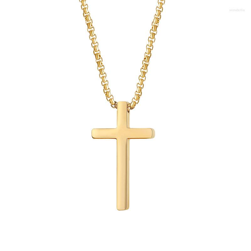

Pendant Necklaces Stainless Steel Cross Necklace Women Men Hip Hop Gold Silver Color Black Chain Chokers Jewelry Gift Fashion Accessories