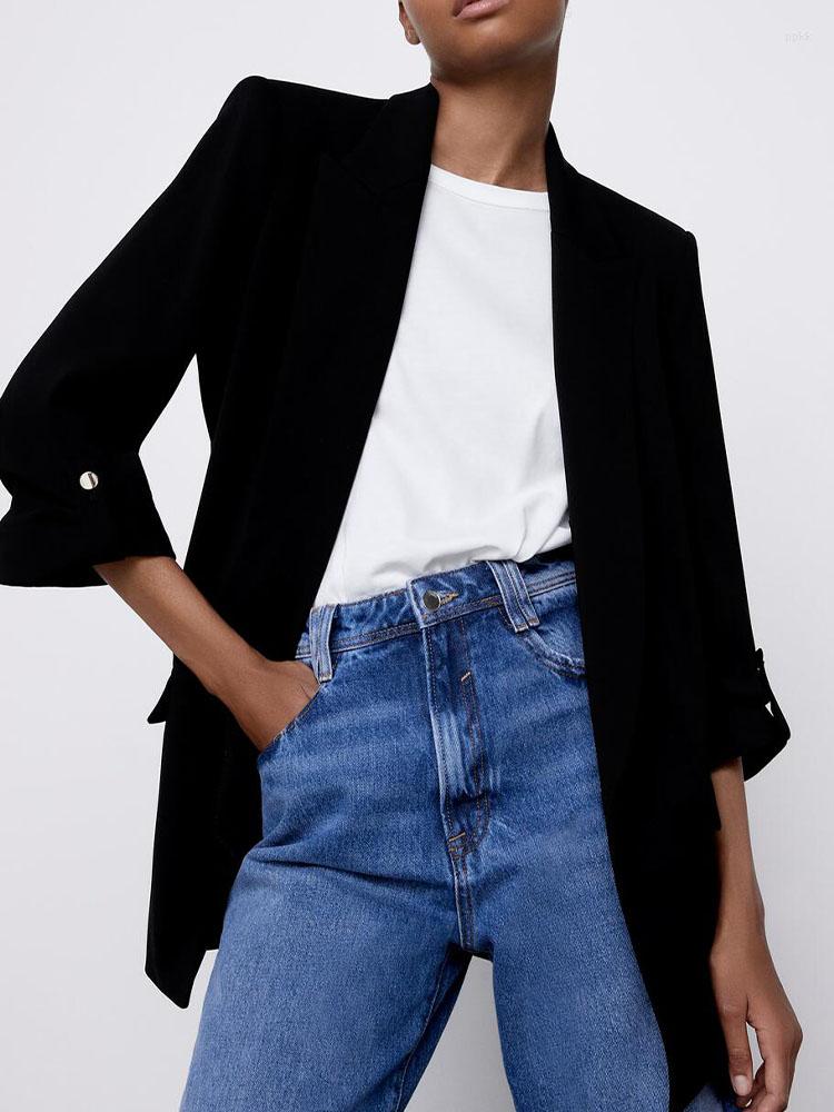 

Women's Suits Spring And Summer Women's Roll-sleeved Drape Casual High-quality Suit Jacket Top, Black