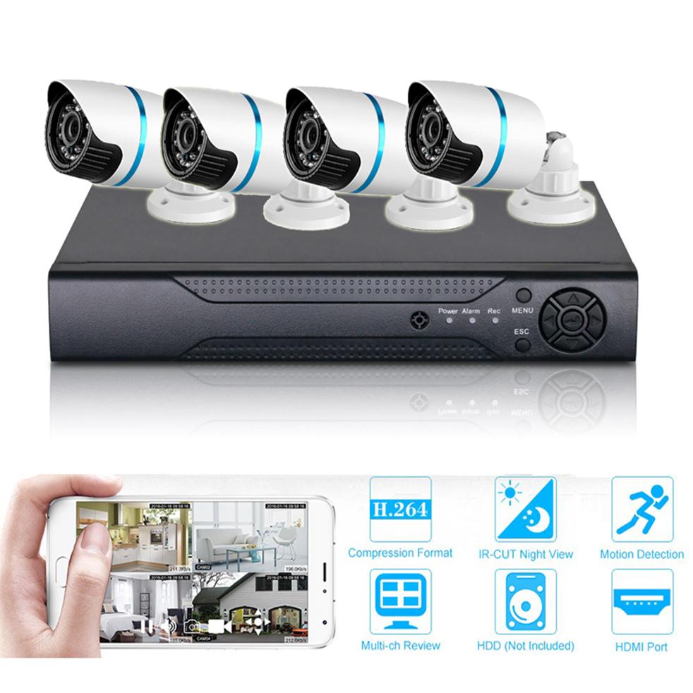 

Surveillance 4CH AHD 1080N DVR System Day Night Waterproof Outdoor Camera Kit CCTV Home Security Systems198v