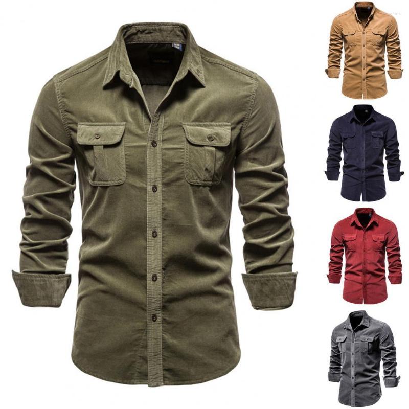 

Men's Casual Shirts Fabulous Shirt Great Stitching Male Buttons Cuff Button Decor Pure Color Two Pockets, Navy blue