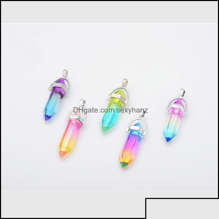 

Charms Charms Jewelry Findings Components Colours Hexagon Prism Pendants Crystal Clear Chakras Gem Stone Fit Earrin Dhfjq Drop Delive Otkwv