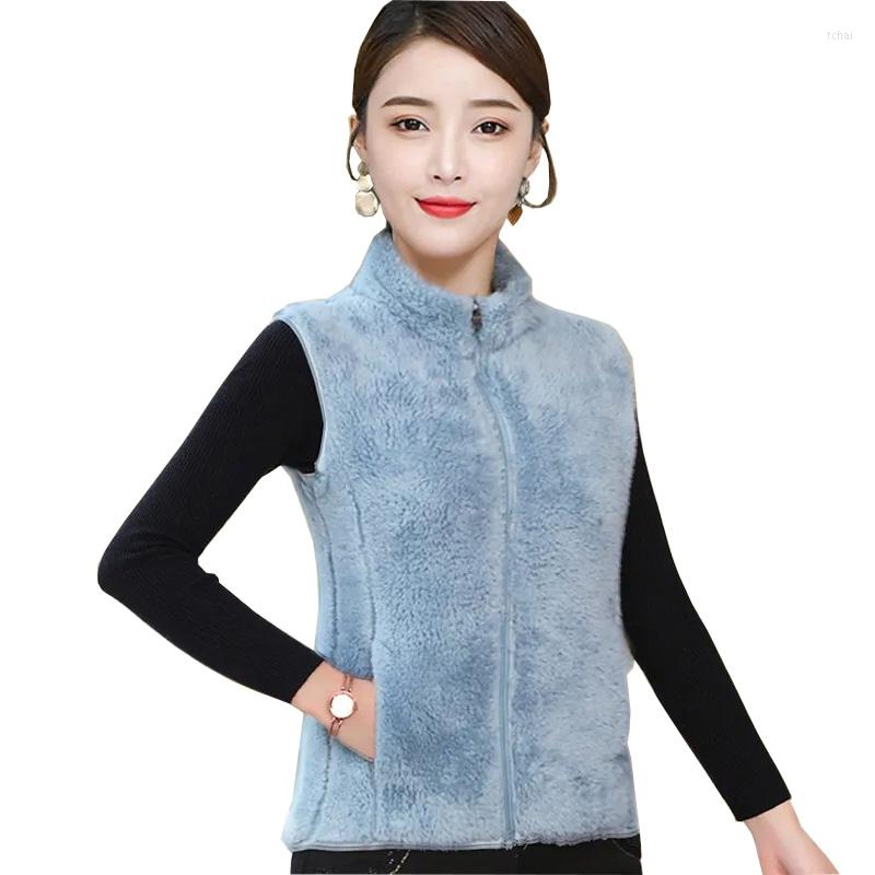 

Women's Vests 2022 Thicken Double-Sided Coral Fleece Waistcoat Women Autumn Winter Thermal Sleeveless Jackets Lady Vest Tops Polar Fluff, Black