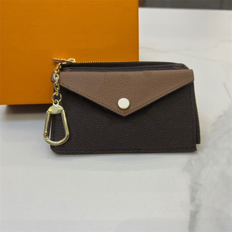 

Luxury Leather Wallets Keychain Lanyards Designer Key Chain Old Flowers Pattern Bag Charm Pendants Money Clips