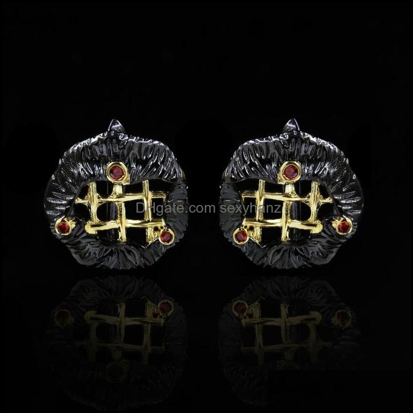 

Stud Stud Unique Black Gold Geometric Hollow Earrings Ruby Cross Line Party Jewelry Ladies High Drop Delivery 2022 Dhjlr