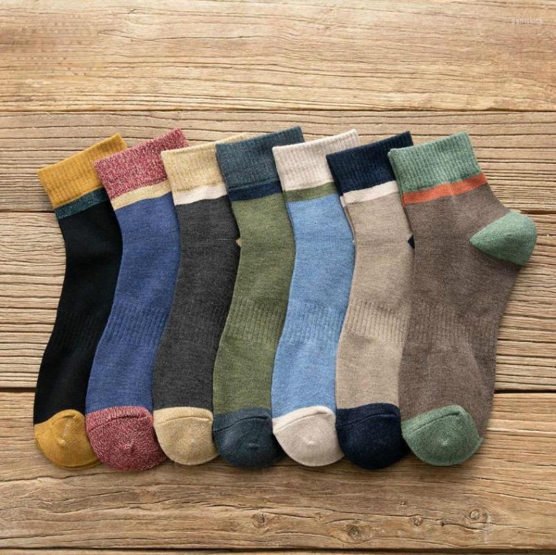 

Men's Socks Men's Cotton Fashion Colorful Stripe Harajuku Four Seasons Casual Medium Tube All-match Color Matching Breathable, Black
