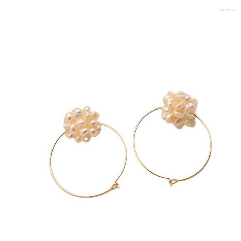 

Hoop Earrings Big Circle Natural Freshwater Pearl Round Baroque Pearls Beads Earring For Women Jewelry Gifts Accessories Fashion