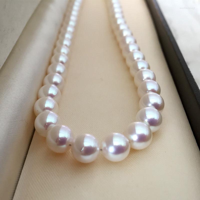 

Chains Eternal Women GiftSterling Real Japan Akoya Natural Seawater Pearl Round Flawless 9-10M