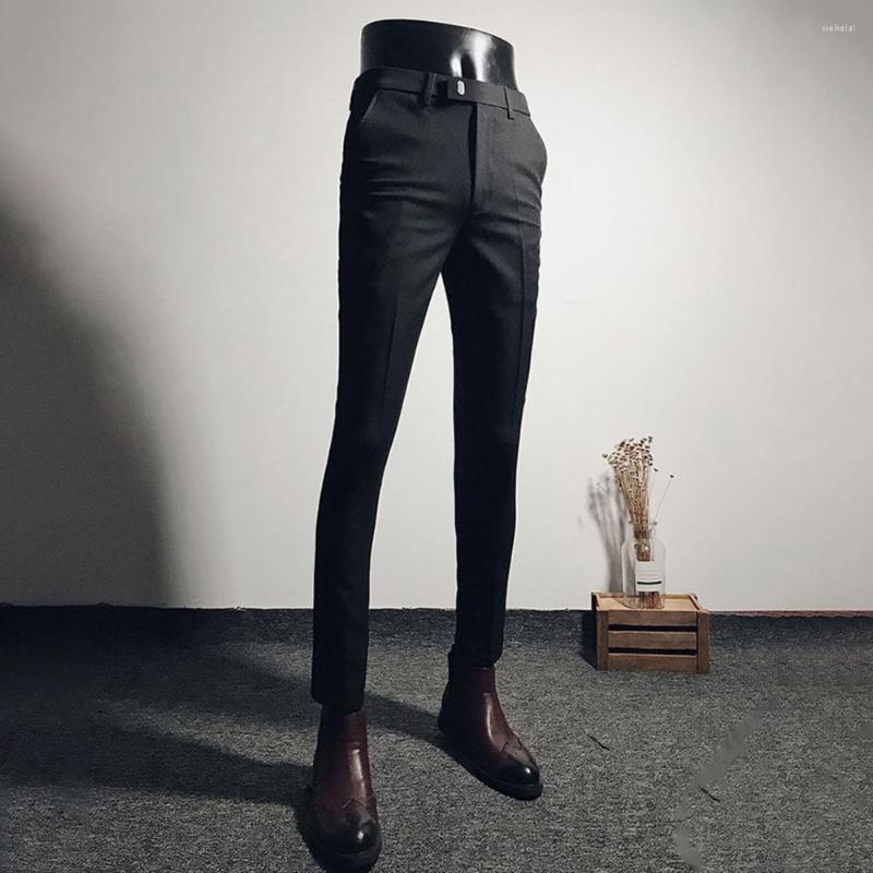 

Men's Suits Men Formal Pants Temperament Stretchy Zipper Office Social Trousers Pockets Washable Suit For Jogging, Black