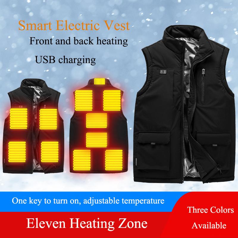 

Men's Vests Winter Outdoor 11 Areas Electric Heated Vest Jackets USB Heating Clothes Dual-mode Cotton Coat Hunt Thermal Warm Jacket, Black
